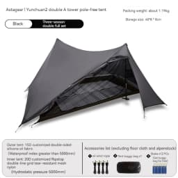 ASTA GEAR Yun Chuan 15D Double‑Sided Silicon‑Coated Nylon Tent, Rodless Double A Pyramid Ultralight Outdoor Tent for Camping Hik