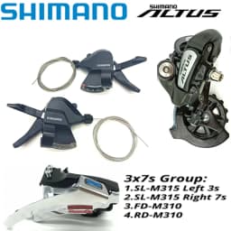 Shimano Altus M310 Derailleurs group contains SL-M315 FD-M310 RD-M310 3x7s 3x8s 21s 24s shifter levers Front Rear Derailleur