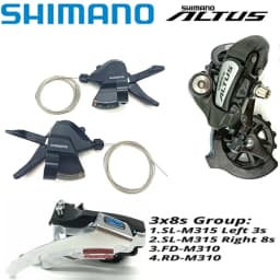 Shimano Altus M310 Derailleurs group contains SL-M315 FD-M310 RD-M310 3x7s 3x8s 21s 24s shifter levers Front Rear Derailleur