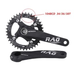 Mountain Bike Crank 170mm With Bottom Bracket 104BCD 34T 36T 38T Bicycle Chainring Aluminum Alloy MTB Crankset