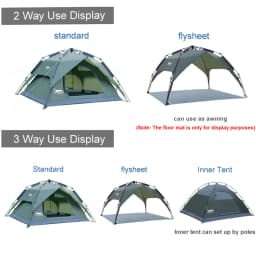 Desert Fox Family Camping Tent 3 Person Outdoor Automatic Tents Instant Set-up Pop-up 2/3 Ways Use Tent for Beach Hiking Travel