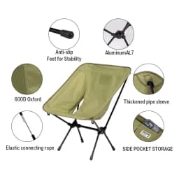 GERC Outdoor Camping Lightweight Cycling Folding Chair Adult Child Seat Portable Storage Moon Tactical Chair