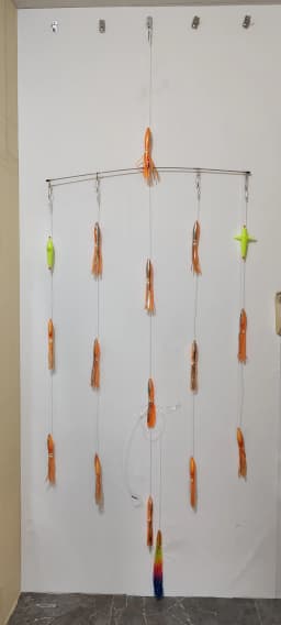 36' Tianium Nickel Alloy Splashbar Outbound Rudder Spreader Bars with 9' Premium Lures (Install Version）