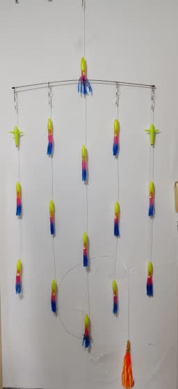 36' Tianium Nickel Alloy Splashbar Outbound Rudder Spreader Bars with 9' Premium Lures (Install Version）