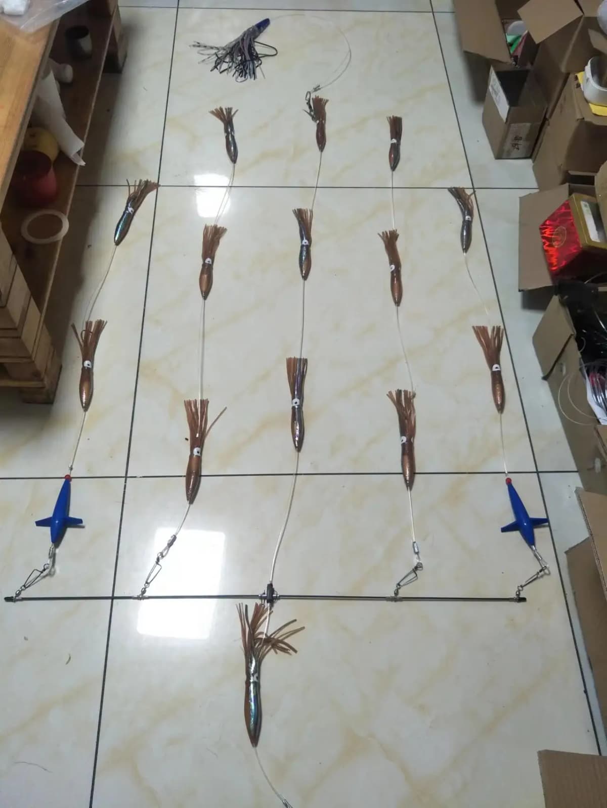 36' Tianium Nickel Alloy Splashbar Outbound Rudder Spreader Bars with 9' Premium Lures (Install Version）