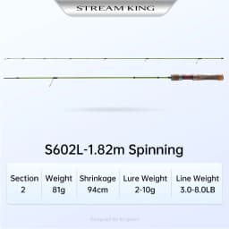 Kingdom STREAM KING Ultralight Travel Rod 1.45m 1.65m 1.39m 1.53m 1.82m MF Action UL L Power Spinning Casting Fishing Rods