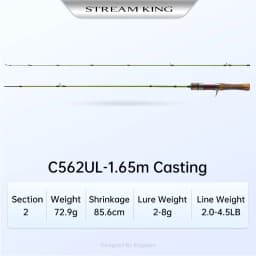 Kingdom STREAM KING Ultralight Travel Rod 1.45m 1.65m 1.39m 1.53m 1.82m MF Action UL L Power Spinning Casting Fishing Rods
