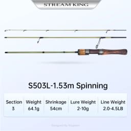 Kingdom STREAM KING Ultralight Travel Rod 1.45m 1.65m 1.39m 1.53m 1.82m MF Action UL L Power Spinning Casting Fishing Rods