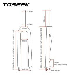 TOSEEK TFK-SL Carbon Fork 26ER/27.5ER/29ER Straight Tube Mtb Bicycle Front Fork Garfo Carbono 700c Mtb Fork 29