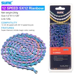 Bicycle Chain SUMC 12Speed Diamond Color Bike Chain MTB Mountain Road Bike UltraLight and Durable 12S Missing Link Chain 12V