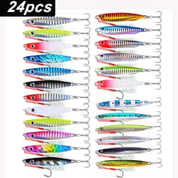 24pcs Metal Jig 40g30g20g Shore Casting Jigging Lure Shore Casting Spoon Saltwater Jack Fishing lures Set Bit Artificial Bait