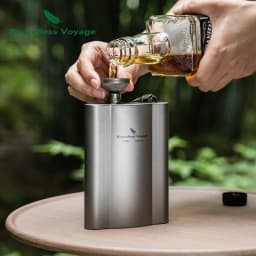 Boundless Voyage Titanium Hip Flask with Funnel 180ml / 240ml Outdoor Ultralight Liquor Flask Bottle for Whiskey Vodka Wine