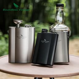 Boundless Voyage Titanium Hip Flask with Funnel 180ml / 240ml Outdoor Ultralight Liquor Flask Bottle for Whiskey Vodka Wine