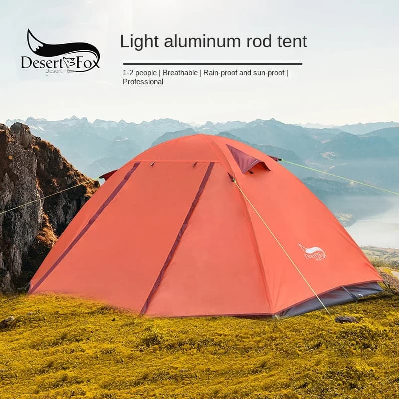 Desert Fox Outdoor Tent Single person Double layer Camping Aluminum Pole Professional Rainproof and Windproof Camping Tent Hikin