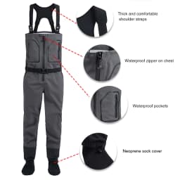 New Men's Fishing Chest High Quality Waders Waterproof Breathable One-piece Pants With Neoprene Socks For Enjoy WM2