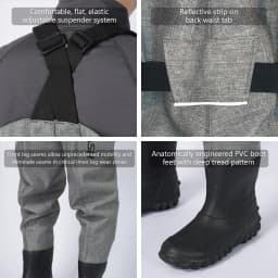 Bassdash Men Boot Foot Waders Ultra High Strength Gray Plaid Fishing Hunting Chest Waders Long Trousers With Boots