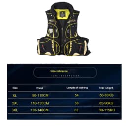New Men Fishing Vest, Outdoors Buoyancy Vest Adult 120kg Multi-function Water Sports Personal Flotation Device with Multi Pocket