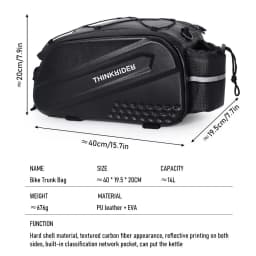 ThinkRider Bicycle Hard Shell Tear Hunch Bag,14L Large Capacity Hunch Bag,Anti-Splash Material,With Rain Cover
