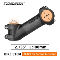 TOSEEK ZF-ONE Carbon Stem 25/35Degree Mountain Bike Stem,31.8mm Handlebar Stems,60/70/80/90/100mm Black and Red Bicycle Parts