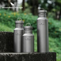 Boundless Voyage Wide Mouth Titanium Bottle with Lid Leak-Proof Camping Sports Water Bottle Single Layer Flask, 400/550/750ML
