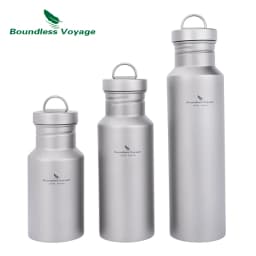 Boundless Voyage Wide Mouth Titanium Bottle with Lid Leak-Proof Camping Sports Water Bottle Single Layer Flask, 400/550/750ML