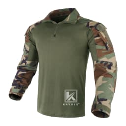 KRYDEX Combat G3 Shirt Tactical Hunting Outdoor Clothes Shirt with Elbow Pads Tiger Stripes Camo Ranger Green Gen3 Shirt