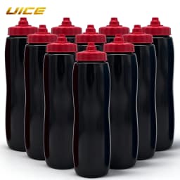 Ice Hockey Bottle Bucket 10pcs Hockey Water Bottle 1000ml Team Sports Bottle BPA Free For Ice Hockey Lacrosse Football Equipment