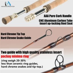 Maximumcatch V-Gold 9FT Fly Fishing Rod 4/5/6/8 WT 4Pcs Fast Action Pacbay Guides Fly Rod with a Triangle Rod Tube