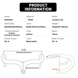 SYNCROS Road Bicycle Handlebar Creston IC SL OEM Integrated Cables for Mechanical and Electronic Equipment IC Cockpit