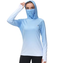 Bassdash Women Fishing Hoodie UPF 50+ Shirt With Face Mask Thumb Holes Hiking Biking Casual Wear Keep Dry Breathable FS23W