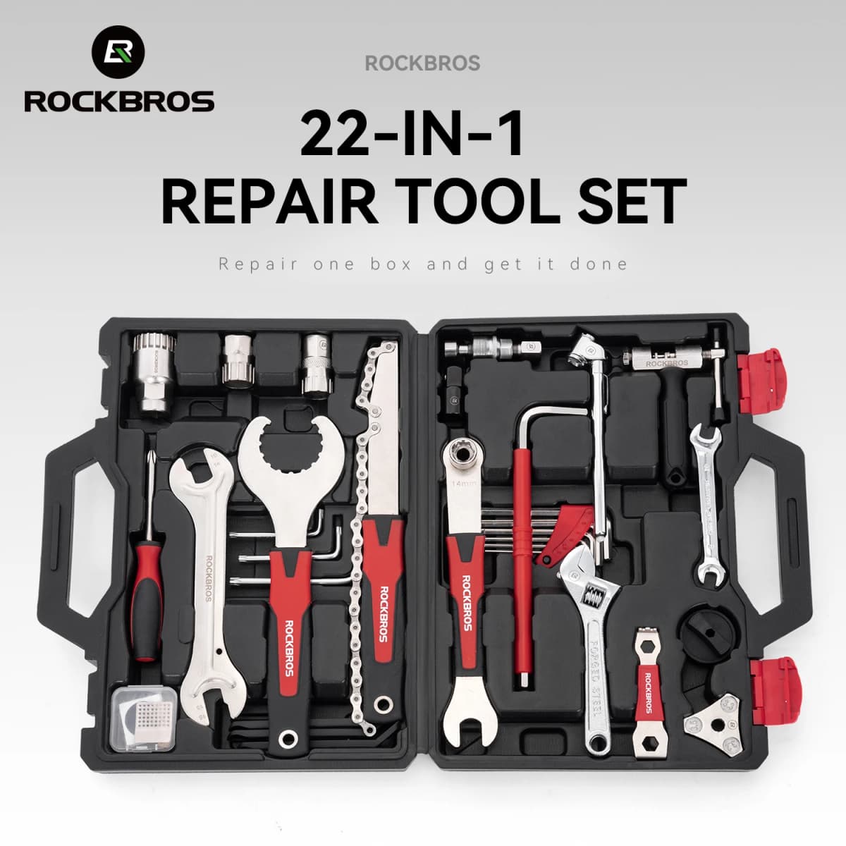 ROCKBROS Bicycle Repair Tools Kit Box Multifunctional 22-in-1 Bicycle Combination Maintenance Tools Set Pack Bike Accessories