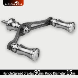 HIGHTEN Spinning Reel Dual Handle 90mm Axle Distance Carbon Fiber Material with Aluminum Alloy 15mm Diameter Knob Fits DAIWA and
