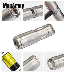 MecArmy X2S Keychain Light 130 Lumen USB Charging Stainless steel Mini Flashlight LED Torch built-in 10180 Battery