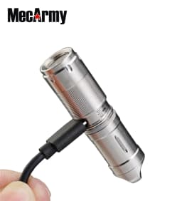 MecArmy X2S Keychain Light 130 Lumen USB Charging Stainless steel Mini Flashlight LED Torch built-in 10180 Battery