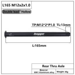 HEPPE Bicycle Double Lead Thru Axle 119mm/165mm M12xP1.0 MTB Road Bike Front Fork Shaft Skewer Rear Hub Thru Axle Bike Skewers