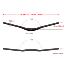 Brand New Climbing Mountain bike MTB 3K Full Carbon Fibre Bicycle Handlebar carbon bar 90mm rise 25mm Backsweep 31.8x660-760mm