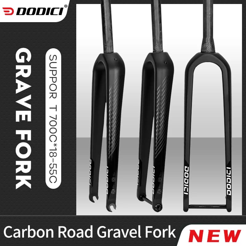DODICI-Carbon Fiber Road Bike Straight Gravel Fork, Carbon Fiber, Barrel Shaft, Quick Release, 700C * 55C