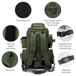Bassdash Multifunctional Fishing Tackle Backpack Lightweight Tactical Soft Tackle Box with Protective Rain Cover