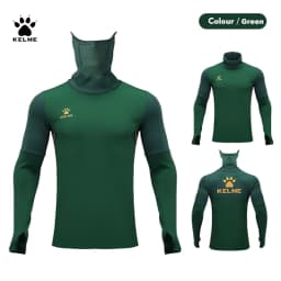 KELME Pullover Training Wear Men Stretch Thumb Hole Design Base Warm Thickness Shirt Breathable Face Cover Sportswear 8161TT1003