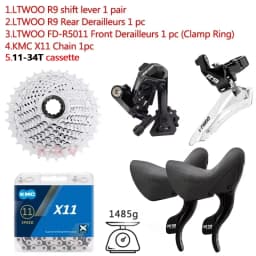 LTWOO R9 2x11 Speed Road Bike Derailleurs 22S FD + RD + X11 Chain + SUNSHINE Cassettes 11V Groupset with for R7000 R5800
