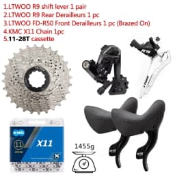 LTWOO R9 2x11 Speed Road Bike Derailleurs 22S FD + RD + X11 Chain + SUNSHINE Cassettes 11V Groupset with for R7000 R5800
