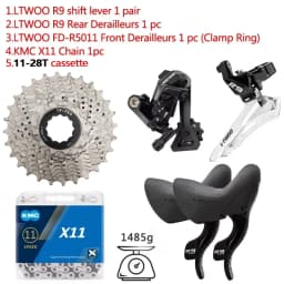LTWOO R9 2x11 Speed Road Bike Derailleurs 22S FD + RD + X11 Chain + SUNSHINE Cassettes 11V Groupset with for R7000 R5800