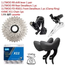 LTWOO R9 2x11 Speed Road Bike Derailleurs 22S FD + RD + X11 Chain + SUNSHINE Cassettes 11V Groupset with for R7000 R5800