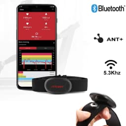 FITCENT Rechargeable Heart Rate Monitor with Bluetooth ANT+ 5.3Khz Chest Strap Sensor for Peloton Zwift Polar Rowing Machine