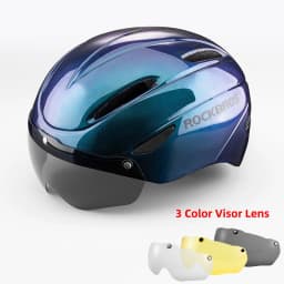 ROCKBROS Bike Goggle Helmet Men EPS Integrally-molded Breathable Cycling Visor Lens Helmets MTB Road Safe Bike Helmet