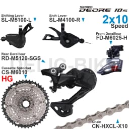 SHIMANO DEORE M4100 M5100 2x10 Speed Groupset Shifters Front/Rear Derailleur and SUGEK Cassette Z10 Chain Original parts