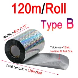 Bimoo 120m/ Roll 8cm Wide Holographic Hot Stamping Foil For Fishing Lure Jig Baits Spoon Heat Transfer Print Film Paper Acessory