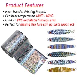 Bimoo 120m/ Roll 8cm Wide Holographic Hot Stamping Foil For Fishing Lure Jig Baits Spoon Heat Transfer Print Film Paper Acessory