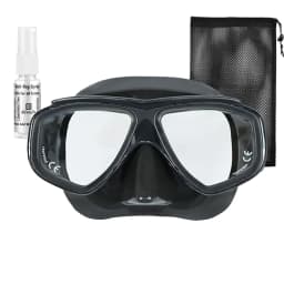 Adult Prescription Scuba Diving Mask Myopia with Tempered Glass Antifog Spray, Silicone Skirt, Clear Black