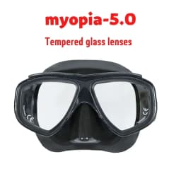 Adult Prescription Scuba Diving Mask Myopia with Tempered Glass Antifog Spray, Silicone Skirt, Clear Black